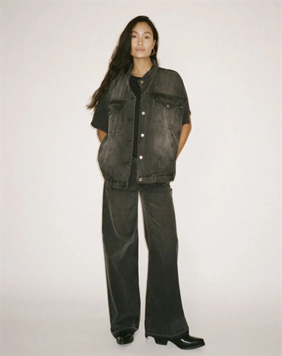 Rabens Saloner - Mir Denim Vest - Washed Black Denim